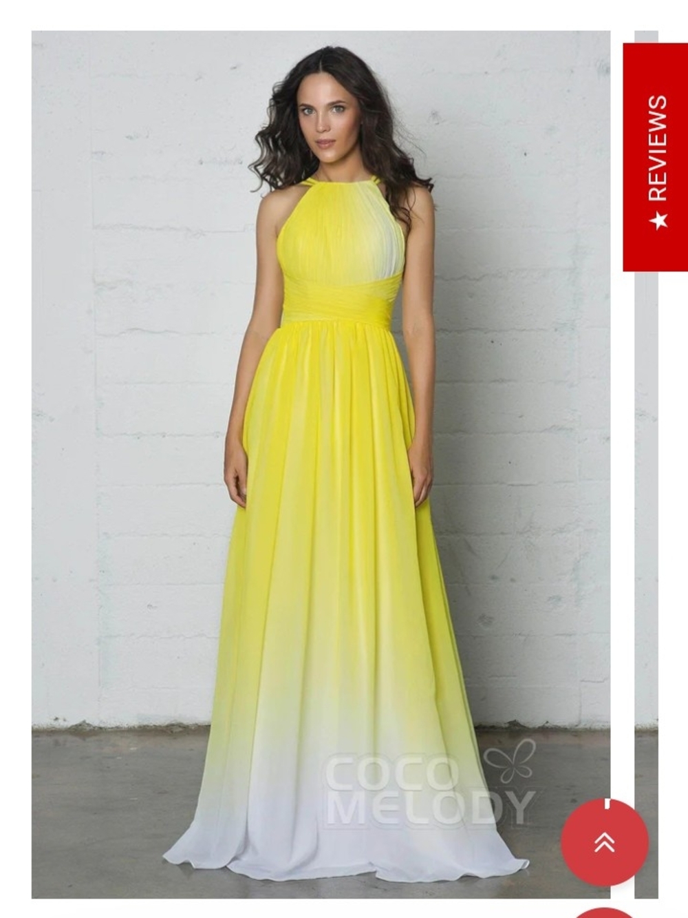 Yellow Ombre Halter Evening Dress